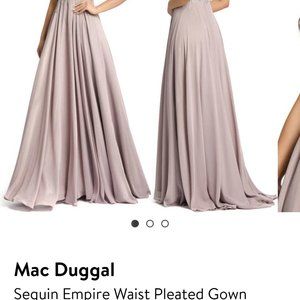 Mac Duggal Sequin Empire Waist Pleated Gown